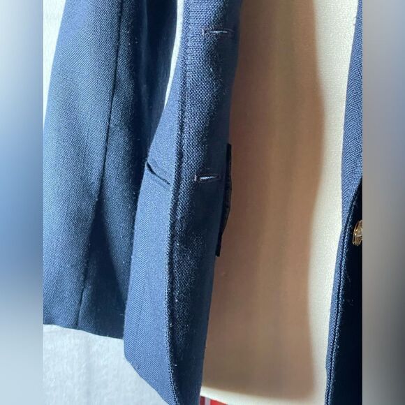 Vintage Wool Larry Levine Women’s Blue Blazer w/Floral & Pearl Buttons (Size: XS - Picture 9 of 13
